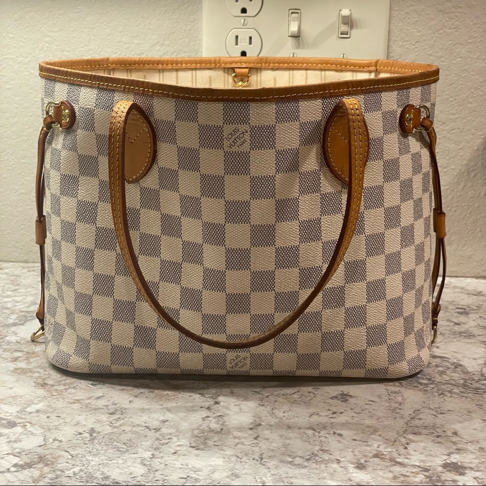Authentic Louis Vuitton LV Damier Azur Neverfull Tote Bag Purse